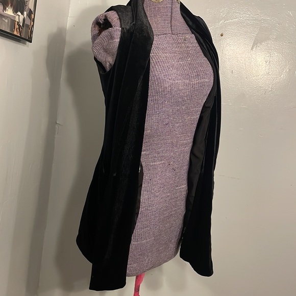 Black Shimmer Velvet Vest, Layered Tunic Shrug Look, size medium - Picture 2 of 7